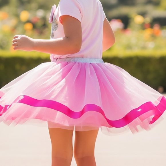 Disney Other - Disney Pink and White Tulle Skirt for Kids Sz S-6- 6X.